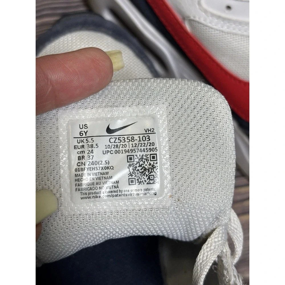 Nike Air Max 6Y Boys Girls Sneakers  White Red Black CZ5358-103 Casual Running